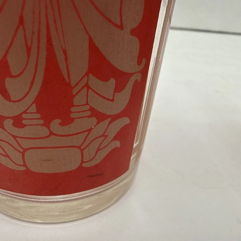 Vntg 1960's Culvers Red & Gold Siam Thai Goddess 4 High Ball Glasses‎ 6.25